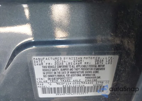 2017 Nissan Sentra Sl z USA, uszkodzony, nr VIN 3N1AB7AP6HY212277